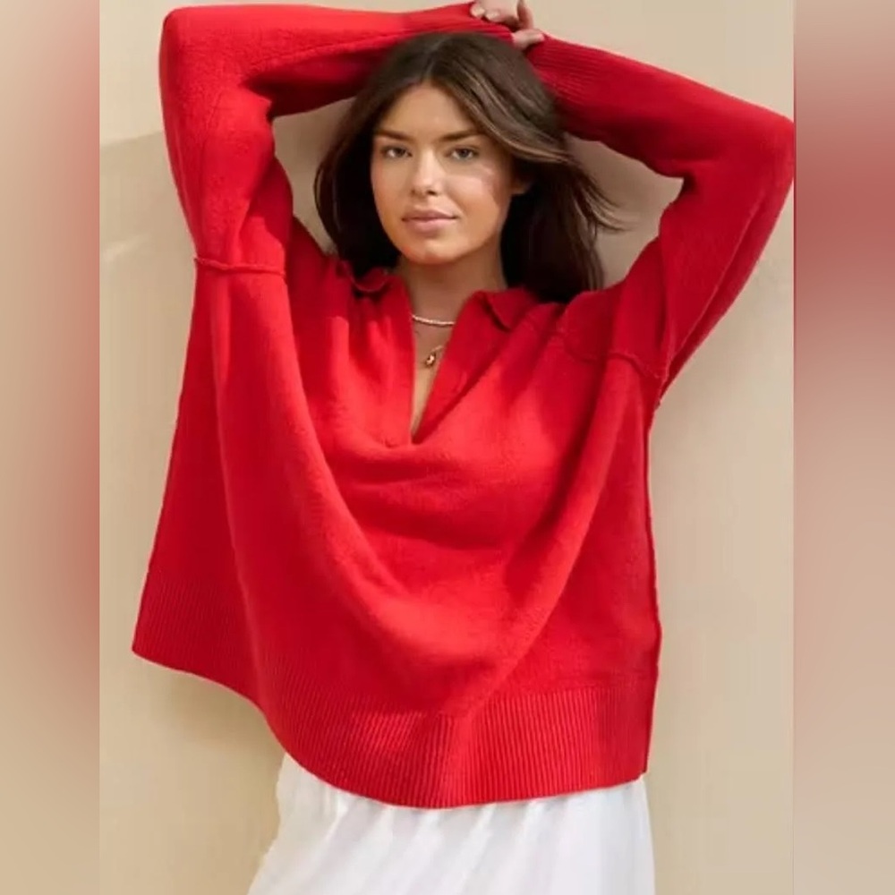 Aerie V-Neck Red Sweater